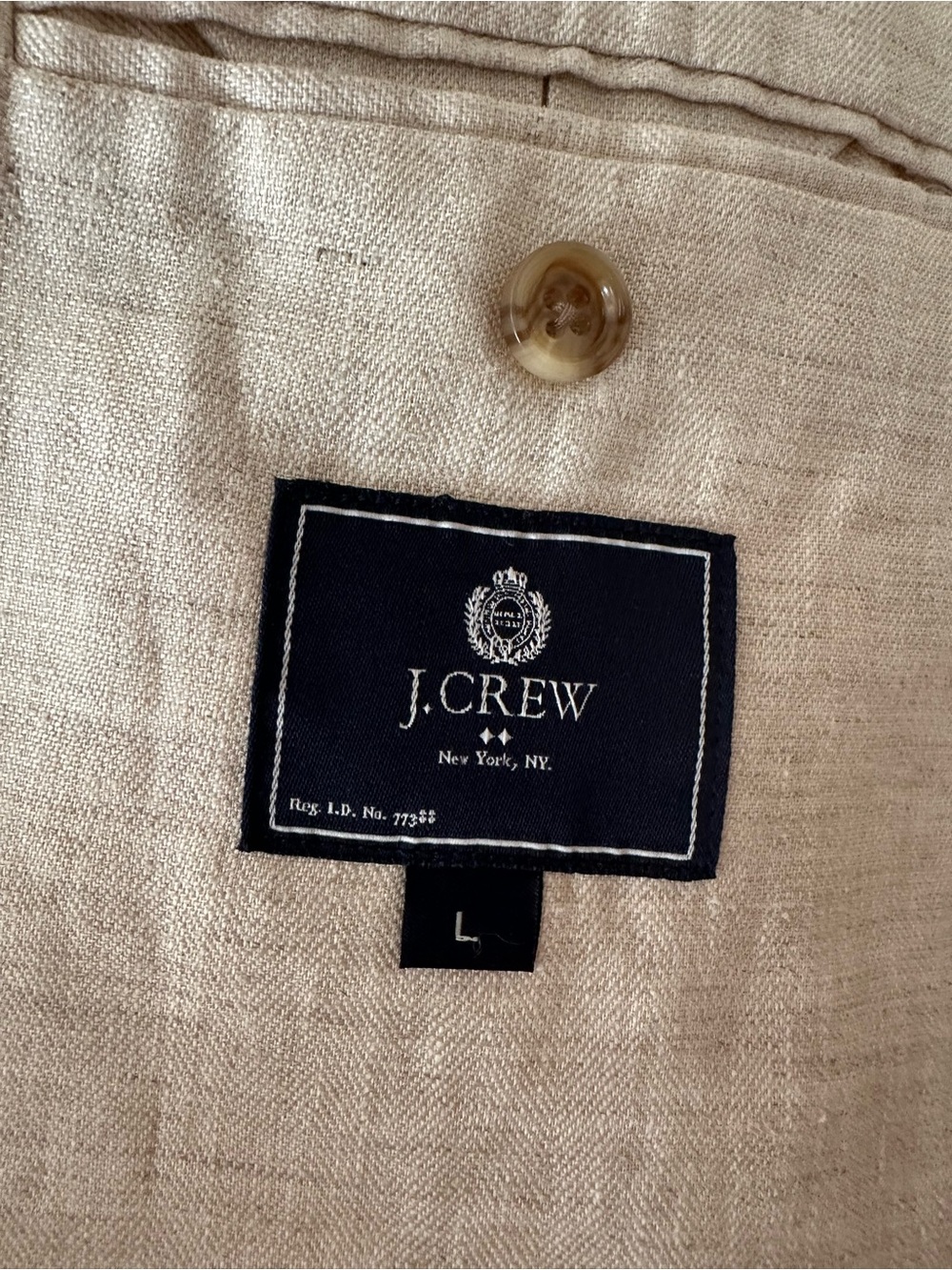 Men’s J. Crew Khaki Wheat Linen Blazer, Size L - Picture 3 of 5